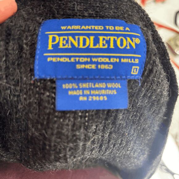 Vintage Pendleton Cardigan Vest 100% Shetland Wool Mens Large Charcoal Gray Knit - Picture 4 of 4